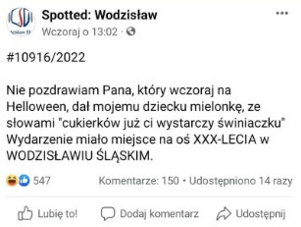 Bulwersujący komentarz