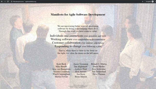 Manifest Agile (fot. agilemanifesto.org)