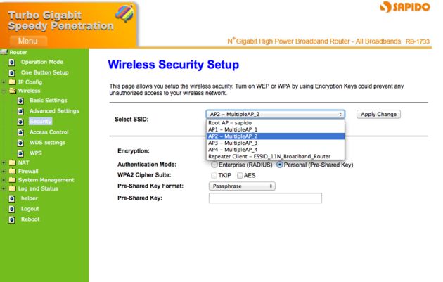 SAPIDO Turbo Gigabit Router RB-1733