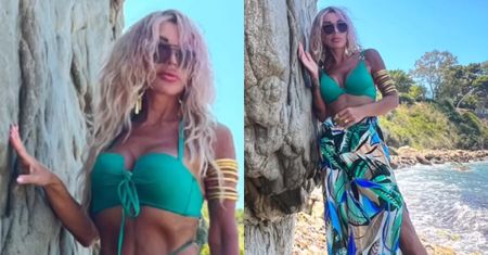 57-letnia Ewa Minge w bikini opiera się o skałę i rozprawia o dojrzałości. "Nie wypada mi świecić golizną. Tak, wiem, nie jestem doskonała"