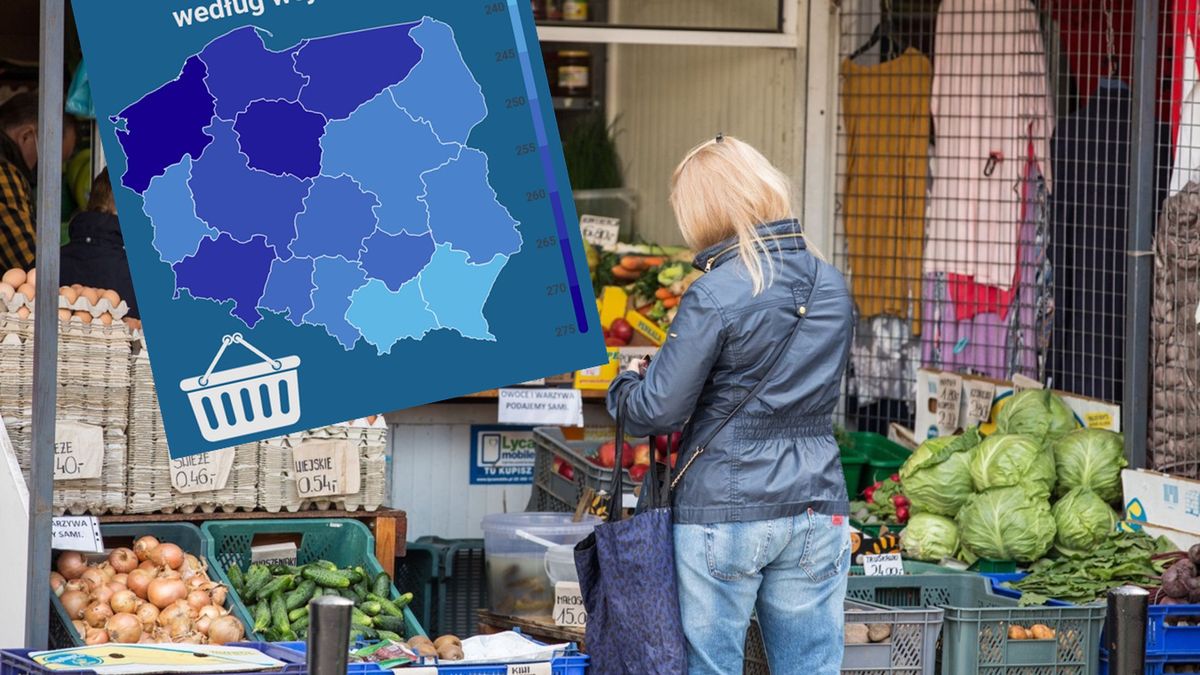 To nie jest mapa preferencji politycznych Polaków. To ceny koszyka GUS w poszczególnych województwach