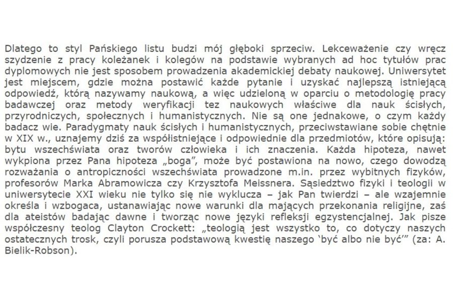 Odpowiedź prof. Ryszarda Koziołka