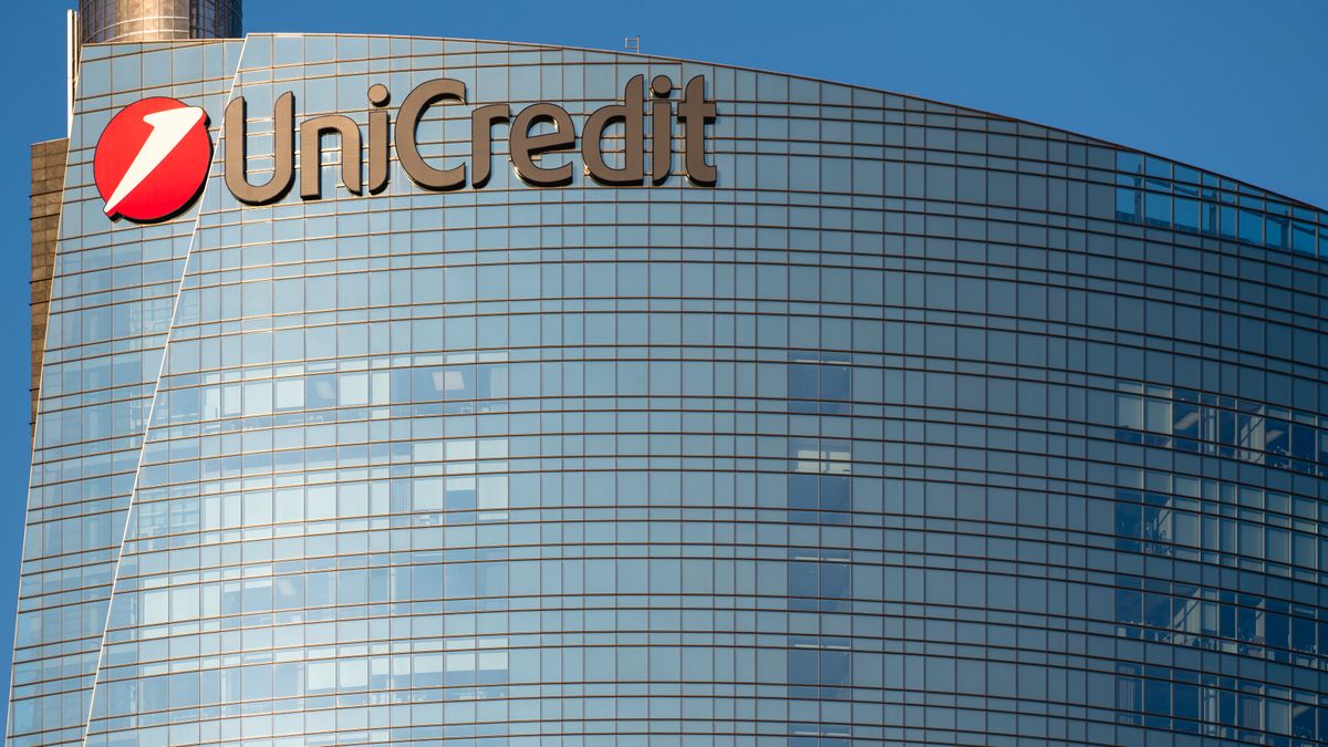 The UniCredit Tower rises against the clear sky, with its glass facade and the distinctive spire that defines its modern silhouette. Milan (Italy), April 28th, 2025 (Photo by Dimitar Harizanov/Mondadori Portfolio via Getty Images)