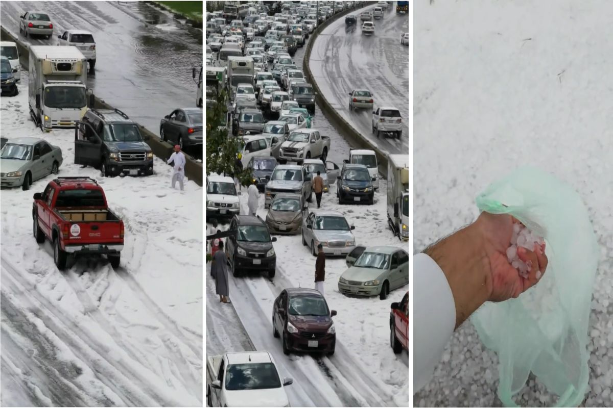 Śnieg i grad w Arabii Saudyjskiej. O tej porze roku zazwyczaj jest tam 20-30 stopni