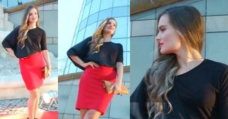 Marysia Niklińska pozuje przed gmachem TVP!