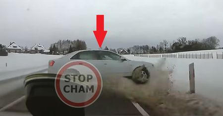 Zima nie wybacza błędów. Groźny manewr na "Stop Cham"