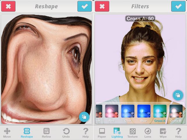 Deformacja twarzy czy symulacja oświetlenia studyjnego to niektóre z funkcji appki.