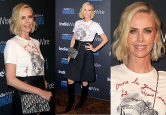 Charlize Theron chwali się hollywoodzkim uśmiechem i torebkę Diora za 14 tysięcy