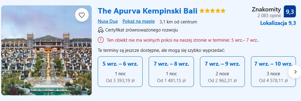 Cennik hotelu, w którym zatrzymali się Roksana i Kevin 