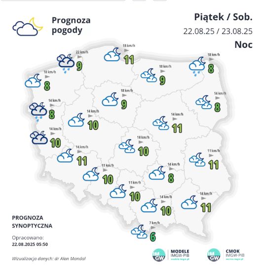 Nocna prognoza pogody