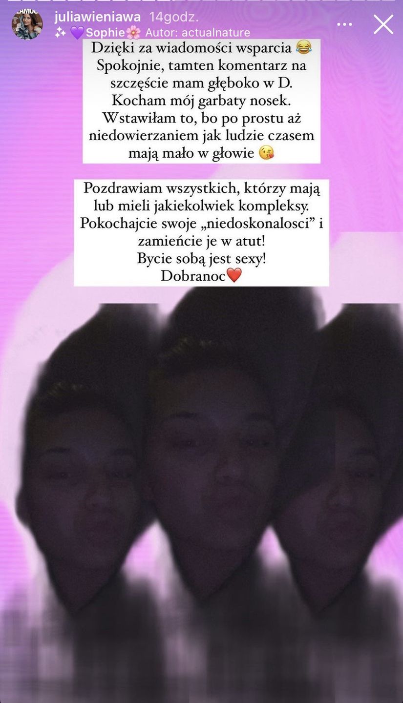 Julia Wieniawa odpowiada fance, która skrytykowała jej wygląd
