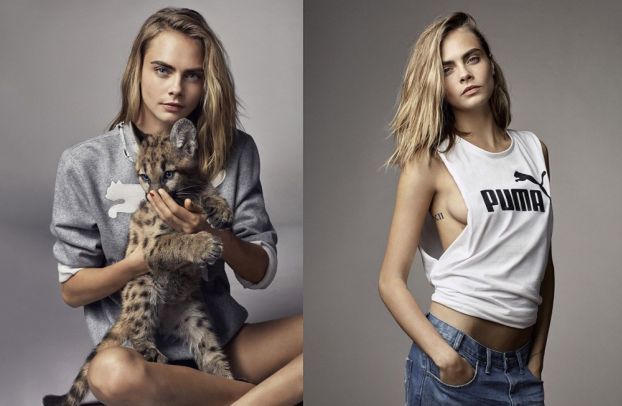 Cara Delevingne i mała puma... wąchają buty Pumy