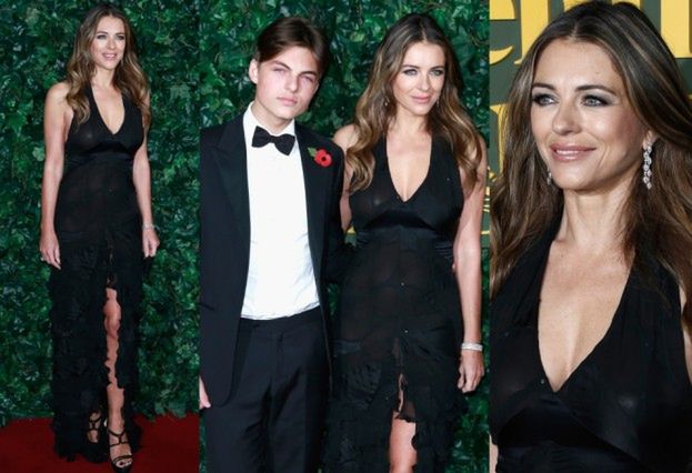 Elizabeth Hurley z synem na imprezie w Londynie