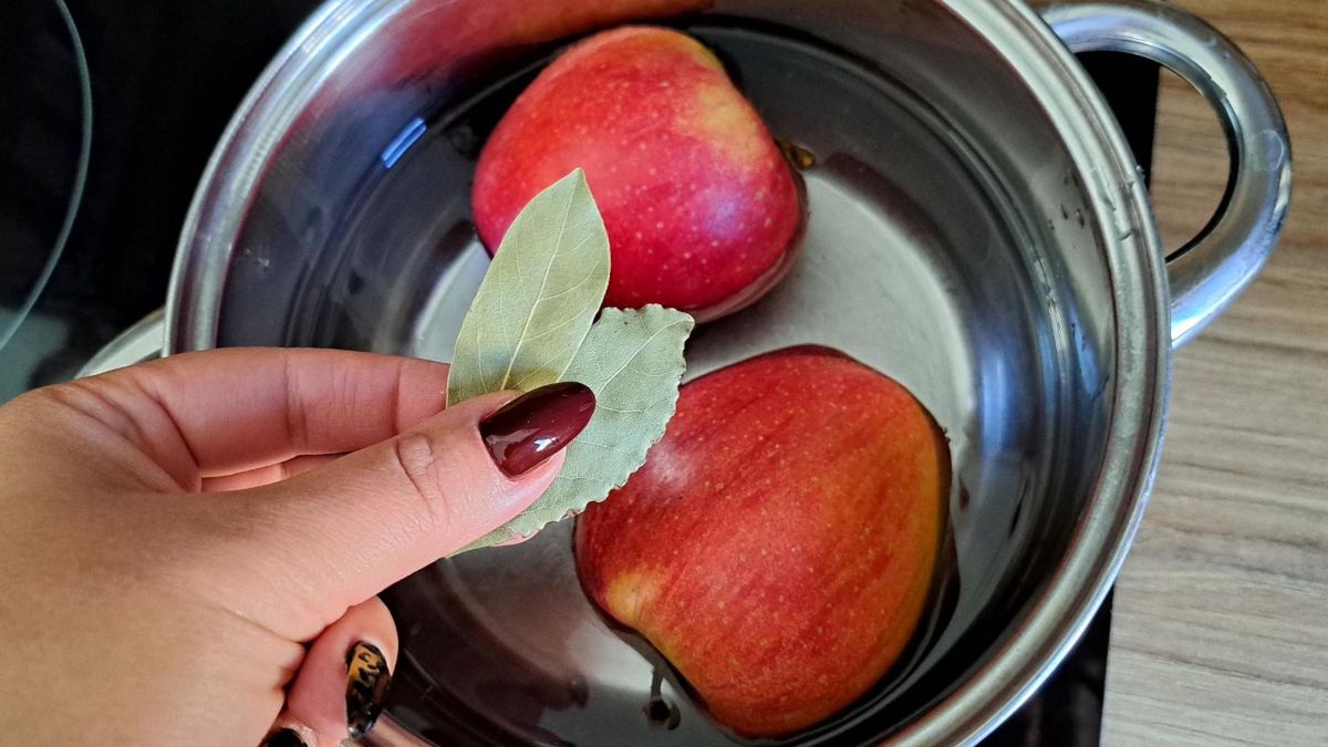 Liście laurowe z jabłkami