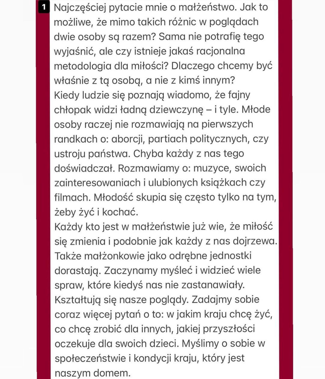 Marianna Schreiber o małżeństwie