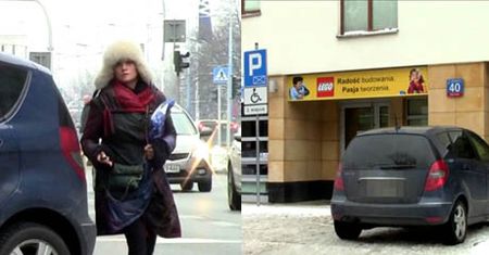 Figura parkuje na miejscu dla inwalidów!