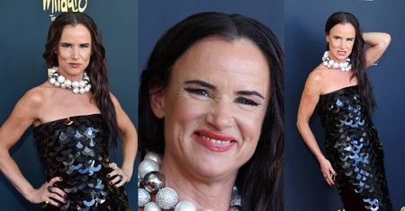 Naturalna Juliette Lewis w efektownej sukni Givenchy prezentuje bogatą mimikę na gali HCA TV Awards (ZDJĘCIA)