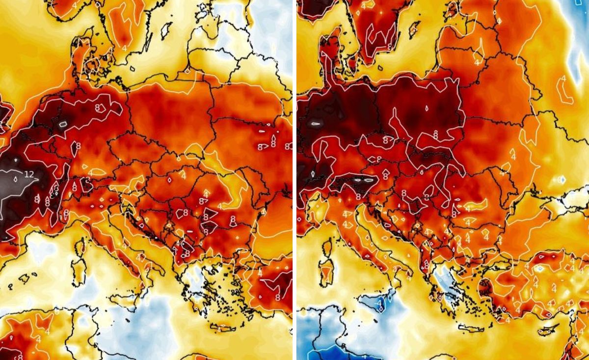 Pogoda. W środę będzie bardzo ciepło - do 28 st. C (po lewej), ale upał rozgrzeje Polskę od piątku, kiedy w wielu miejscach może być 30 st. C (po prawej)