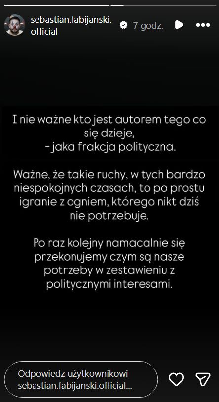 Sebastian Fabijański grzmi