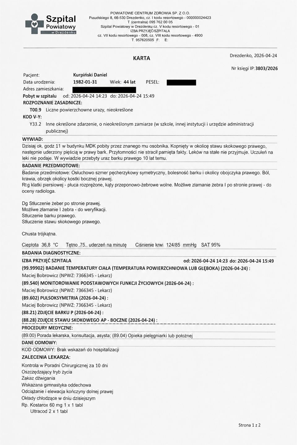 Wypis ze szpitala