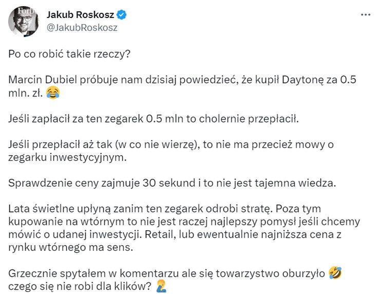 Roskosz o inwestycji Dubiela