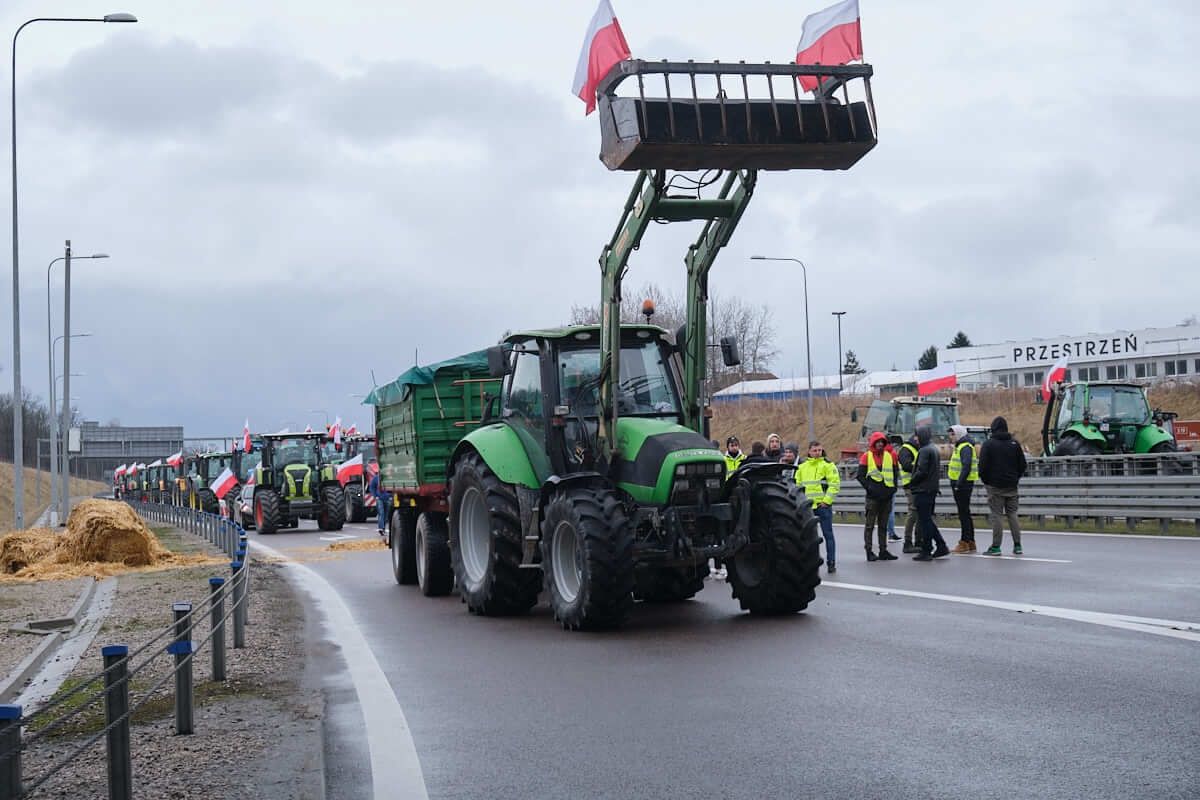 Protest rolników na obwodnicy Lublina - węzeł Lublin Węglin