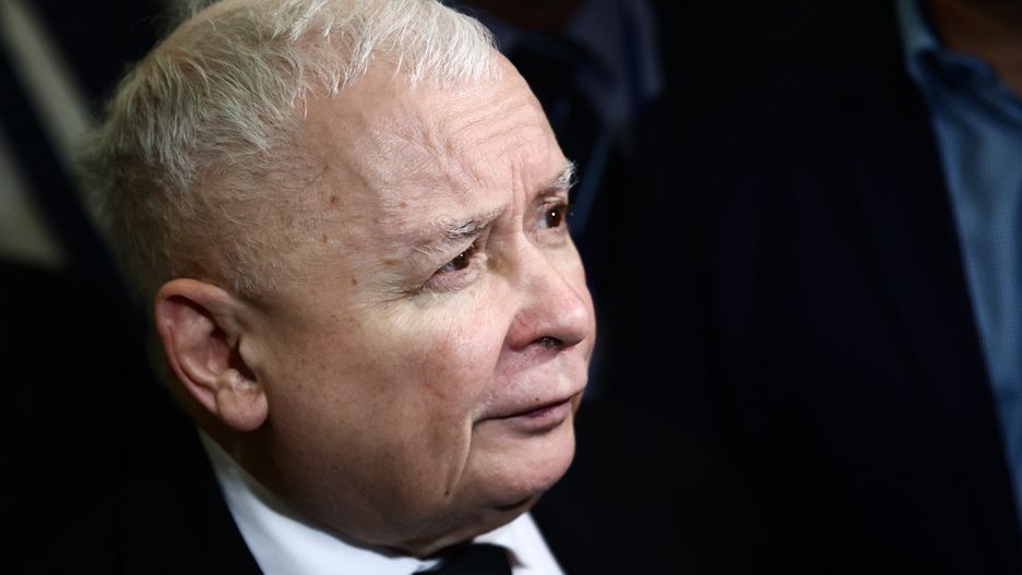 WARSAW, POLAND - JANUARY 25: Law and Justice party leader Jaroslaw Kaczynski is seen during the Polish Parliament meeting in Warsaw, Poland on January 25, 2024. Opposition Law and Justice party former ministers Mariusz Kaminski and Maciej Wasik were arrested at the beginning of January but Polish President Andrzej Duda decided to pardon them. Marshal of the Parliament invalidated their mandates, although politicians say they are legally MPs and will try to attend Parliament meetings. (Photo by Jakub Porzycki/Anadolu via Getty Images)