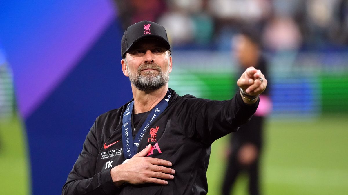 Liverpool manager Jurgen Klopp acknowledges the fans after the UEFA Champions League Final at the Stade de France, Paris. Picture date: Saturday May 28, 2022. (Photo by Nick Potts/PA Images via Getty Images)
