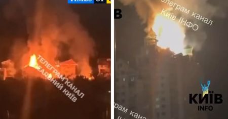 Zmasowany atak na Kijów. Płonął hotel i budynki mieszkalne