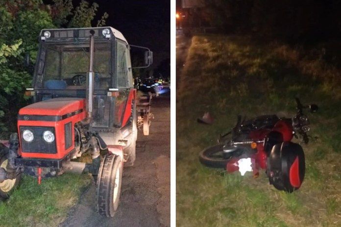 Wola Miedniewska: Motorower wjechał w traktor z bronami. 16-latek trafił do szpitala