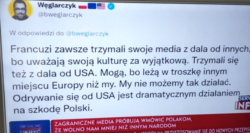 Twitterowy wpis Bartosza Węglarczyka 