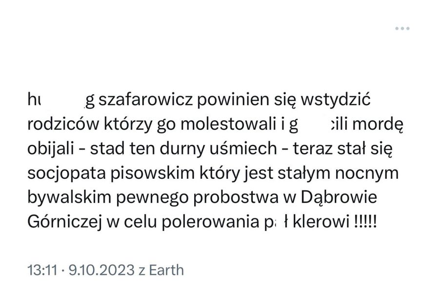 Wiadomość, którą otrzymał Oskar Szafarowicz