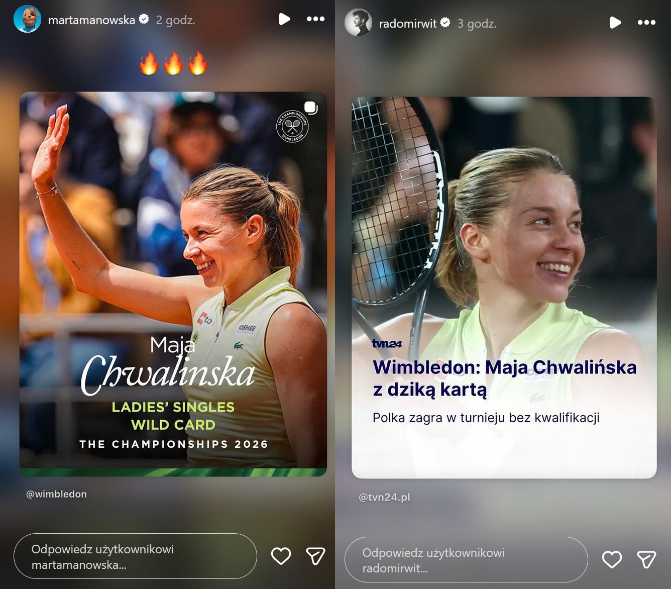 Marta Manowska i Radomir Wit udostępnili post o Mai Chwalińskiej