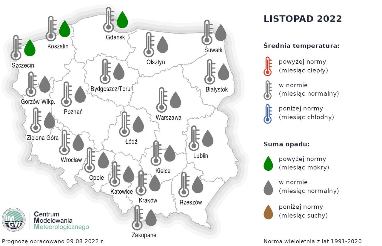 Pogoda długoterminowa na listopad.