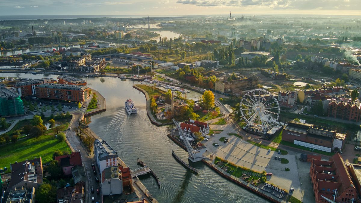 Aerial View of the Polish city of Gdansknorthern poland, europe, dji, dji mavic air 2, polish, cobblestone streets, architecture, travel, city, poland, drone, aerial photography, gdansk