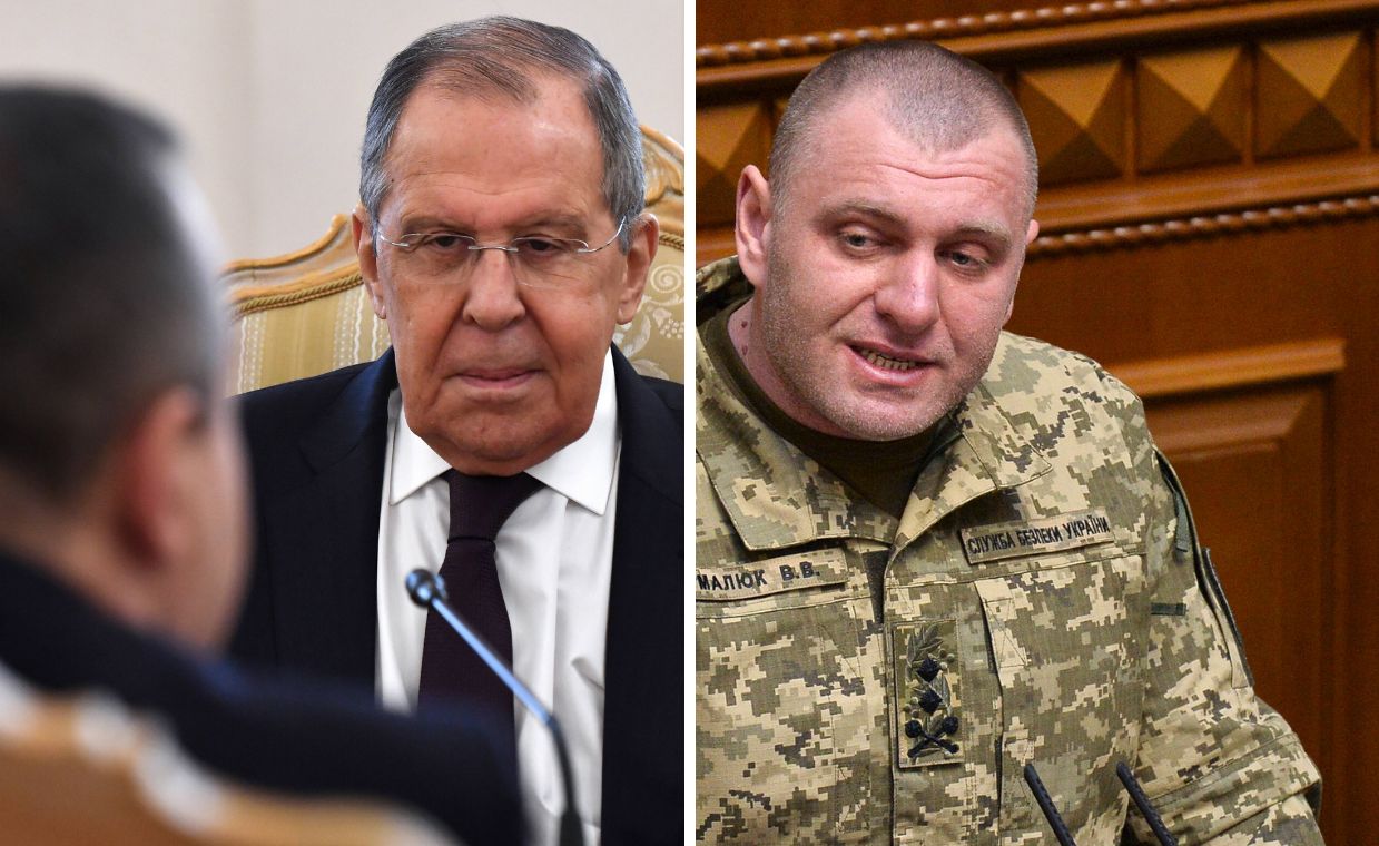 The head of the Russian Foreign Ministry, Sergei Lavrov, and the head of the Ukrainian SBU, Vasyl Hrytsak, whose arrest is demanded by the Russians.
