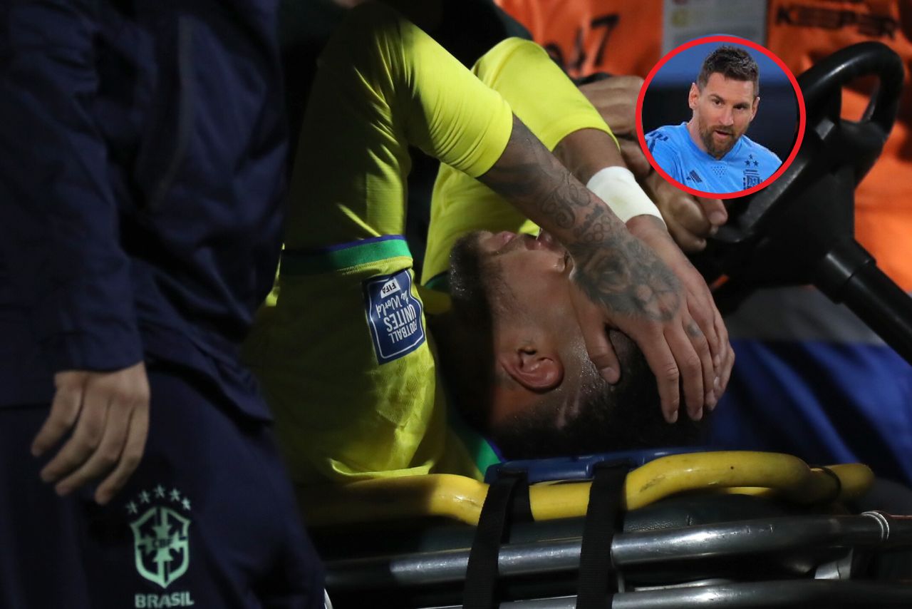 Neymar carried off the field in the match with Uruguay. In the frame Leo Messi.