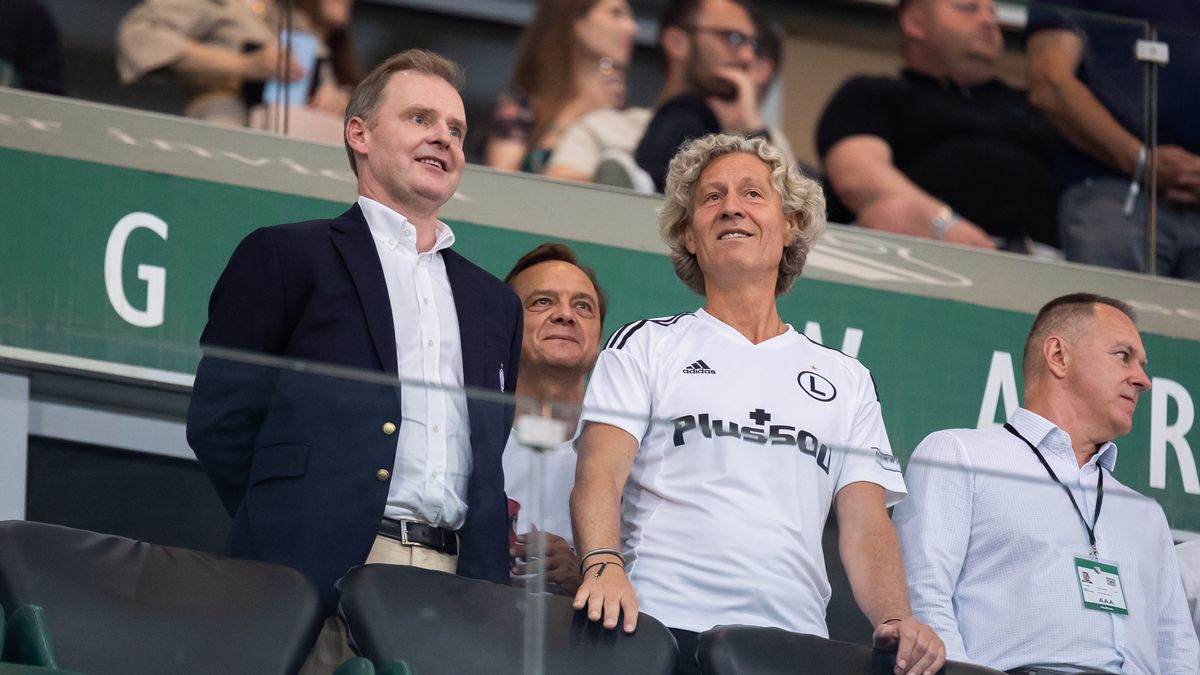 WARSAW, POLAND - 2022/08/19: Marcin Herra (L) vice president of Legia and Dariusz Mioduski (R2) president of Legia are seen during the Polish PKO Ekstraklasa League match between Legia Warszawa and Gornik Zabrze at Marshal Jozef Pilsudski Legia Warsaw Municipal Stadium.
Final score; Legia Warszawa 2:2 Gornik Zabrze. (Photo by Mikolaj Barbanell/SOPA Images/LightRocket via Getty Images)