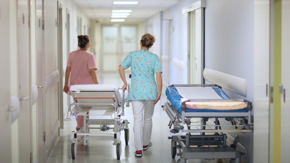 Nurses pushing a mobile bed in a hospital corridor(c) Anna Jurkovskatwo, scrub, medical, doctor, clinic, healthcare, worker, hospital, couch, equipment, furniture, mobile, drag, uniform, orderly, nurse, paramedic, castors, wheel, roller, corridor, handle, medical service, gurney, disabled, stretcher, treatment, cushioned, go, working, movable, pushing, empty, ambulatory, emergency, adjustable, padding, railing, back, women, staff, help, illness, two, scrub, medical, doctor, clinic, healthcare, worker, hospital, couch, equipment, furniture, mobile, drag, uniform, orderly, nurse, paramedic, castors, wheel, roller, corridor, handle, medical service, gurney, disabled, stretcher, treatment, cushioned, go, working, movable, pushing, empty, ambulatory, emergency, adjustable, padding, railing, back, women, staff, help, illness
