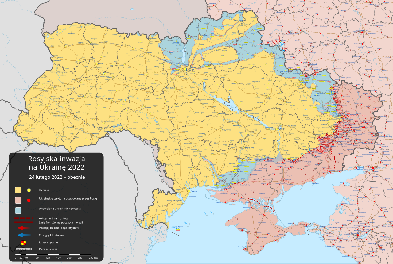 Rosyjski atak na Ukrainę - widoczny najdalszy zasięg rosyjskich wojsk