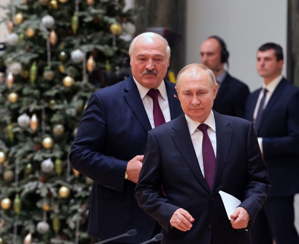 Łukaszenka i Putin na spotkaniu w Mińsku 19 grudnia 2022 r.