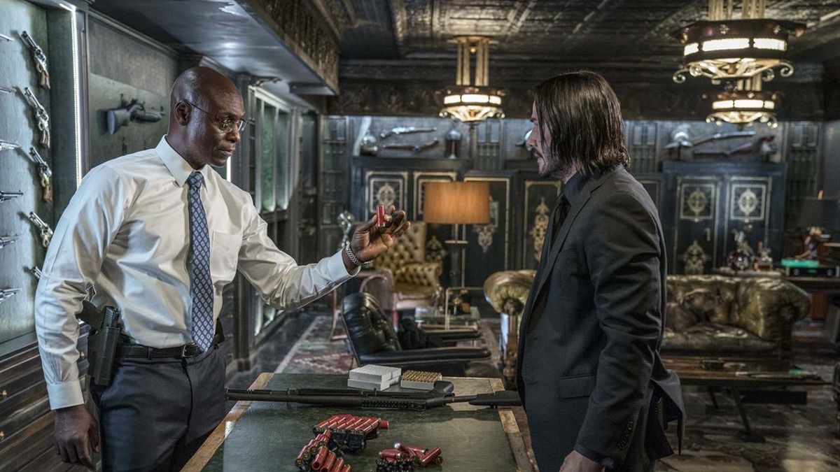 Lance Reddick i Keanu Reeves na planie "Johna Wicka"