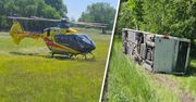 Autobus z dziećmi w rowie. Lądował śmigłowiec