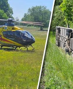Autobus z dziećmi w rowie. Lądował śmigłowiec