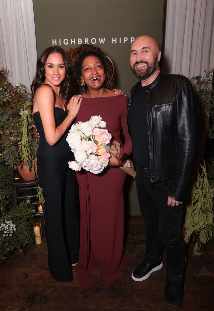 Meghan Markle at the presentation of the haircare product line