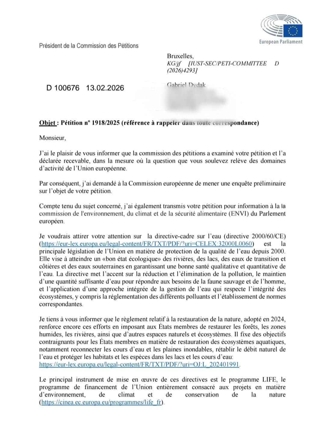 Odpowiedź Komisji Europejskiej