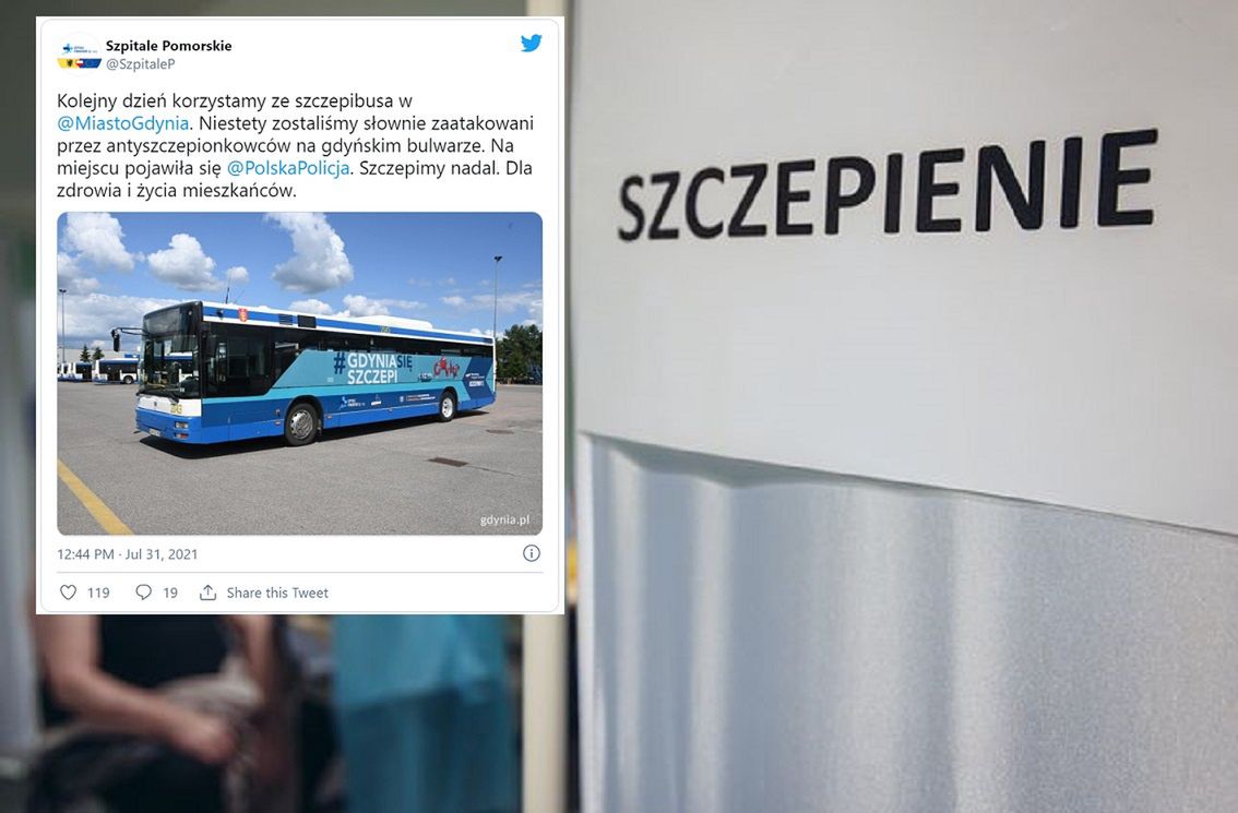 Atak antyszczepionkowców w Gdyni. Padło na mobilny punkt szczepień.