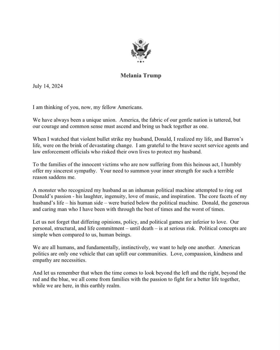 Melania Trump wydała oświadczenie ws. Donalda Trumpa