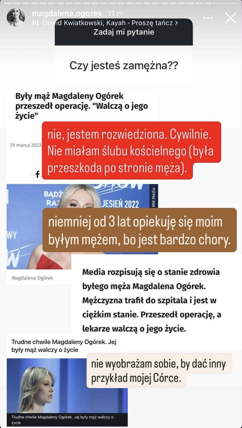 Magdalena Ogórek odpowiada na pytania o męża