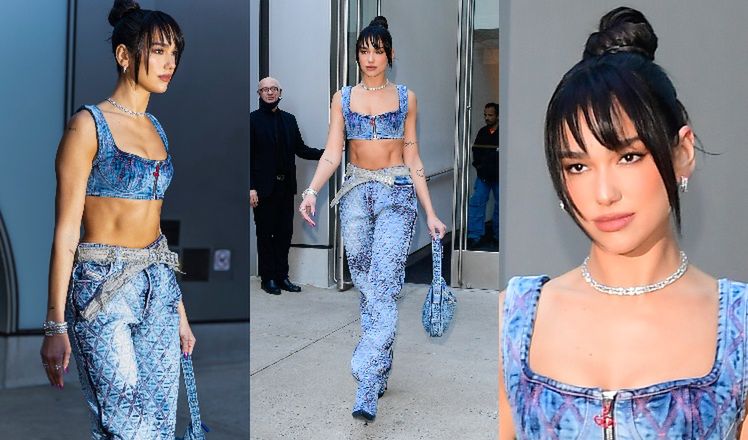 Dua Lipa w jeansowym total looku